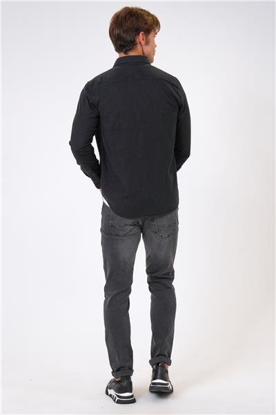 Siyah Regular Fit %100 Pamuk Gömlek