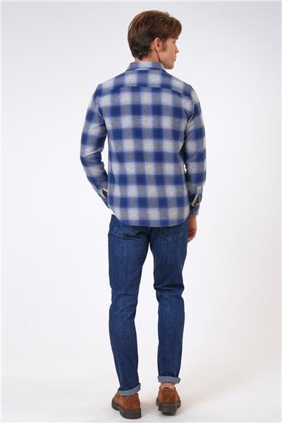 Mavi Regular Fit %100 Pamuk Ekoseli Gömlek