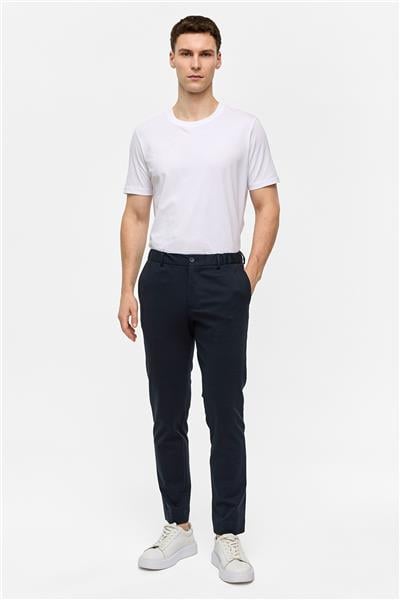 Lacivert Slim Fit Dokuma Pantolon