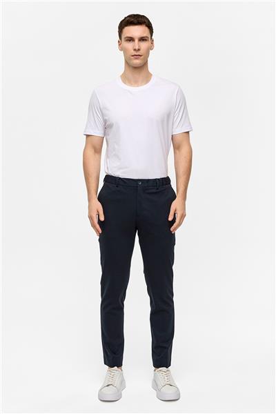 Lacivert Slim Fit Dokuma Pantolon