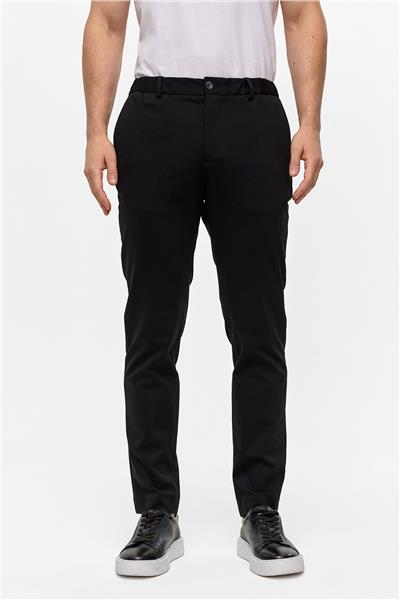 Siyah Slim Fit Dokuma Pantolon