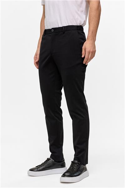 Siyah Slim Fit Dokuma Pantolon