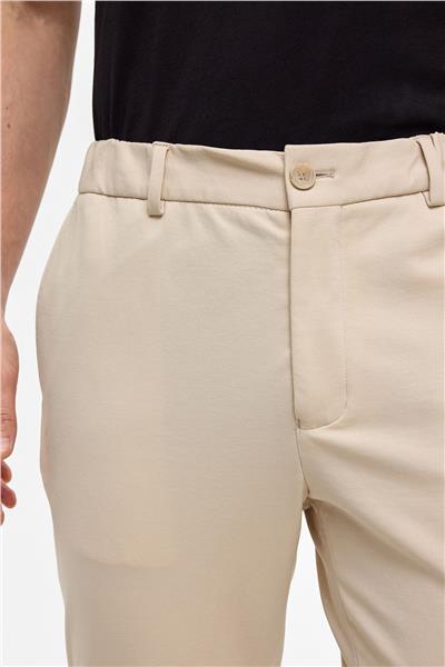 Bej Slim Fit Dokuma Pantolon