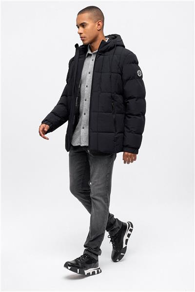 Lacivert Regular Fit Su Geçirmez Termostatik Kapüşonlu Puffer Mont