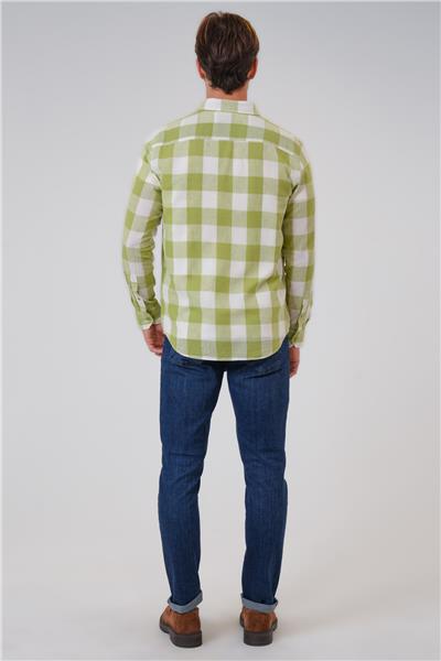 Yeşil Regular Fit Pamuklu Ekoseli Gömlek