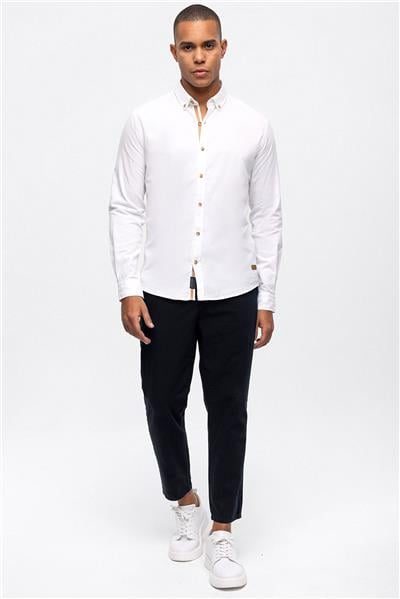 Beyaz Slim Fit %100 Pamuk  Kolay Ütülenebilir Gömlek