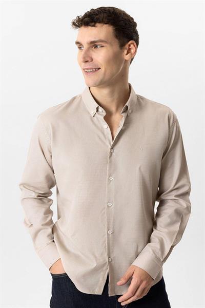 Taş Slim Fit Armürlü %100 Pamuk Gömlek