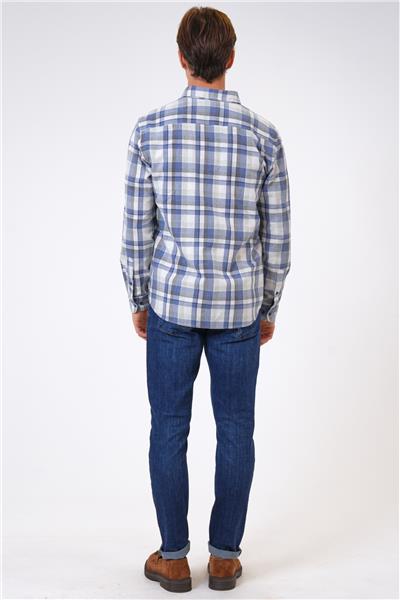 Mavi Regular Fit Pamuklu Ekoseli Gömlek