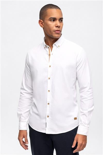 Beyaz Slim Fit %100 Pamuk  Kolay Ütülenebilir Gömlek