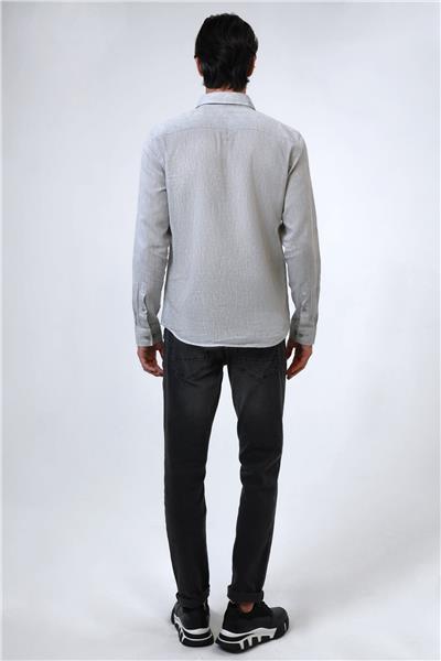 Koyu Gri Regular Fit Pamuklu Tek Cepli Gömlek