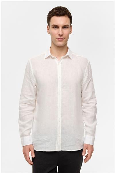 Beyaz Comfort Uzun Kollu Gömlek