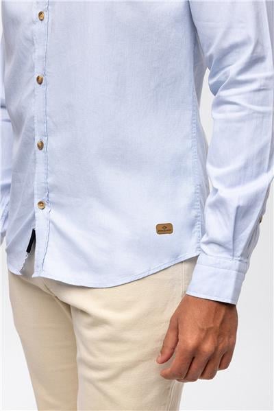 Açık Mavi Slim Fit %100 Pamuk Kolay Ütülenebilir Oxford Gömlek