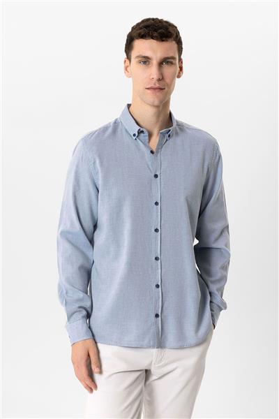 Mavi Regular Fit %100 Pamuk Düz Gömlek