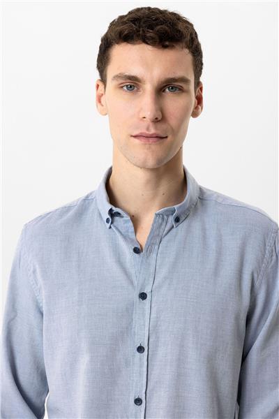 Mavi Regular Fit %100 Pamuk Düz Gömlek
