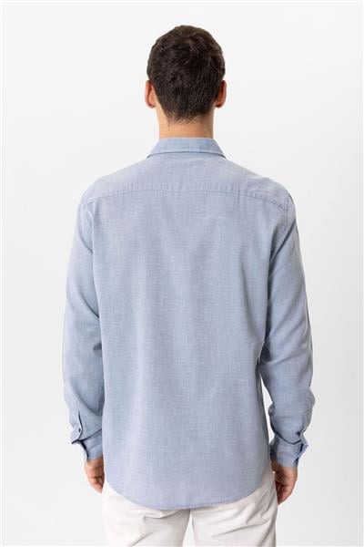 Mavi Regular Fit %100 Pamuk Düz Gömlek