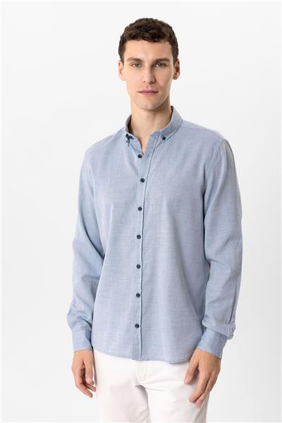 Mavi Regular Fit %100 Pamuk Düz Gömlek