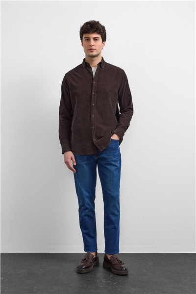 Kahve Comfort Fit Gömlek