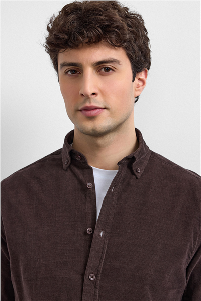 Kahve Comfort Fit Gömlek