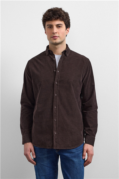 Kahve Comfort Fit Gömlek
