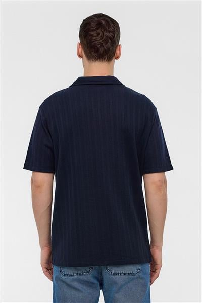 Lacivert Regular Fit %100 Pamuk Düğmesiz Polo Yaka Tişört