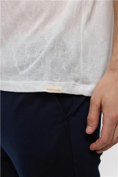 Beyaz Regular Fit Düğmesiz Polo Yaka Tişört