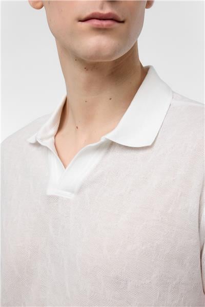 Beyaz Regular Fit Düğmesiz Polo Yaka Tişört