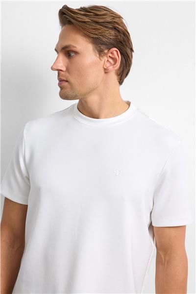 Ekru Regular Fit Basıc Tişört