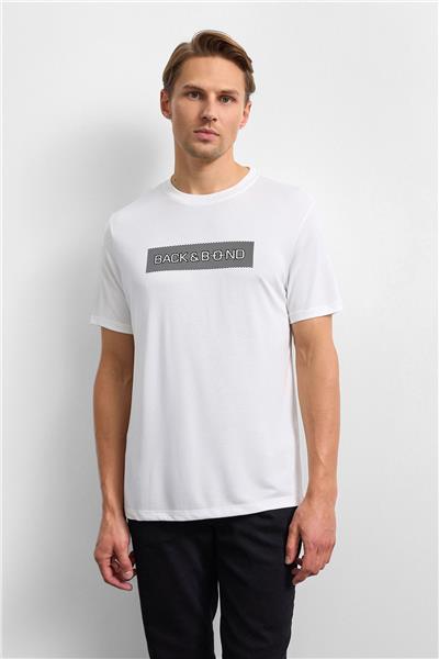 Ekru Regular Fit Bisiklet Yaka Tişört