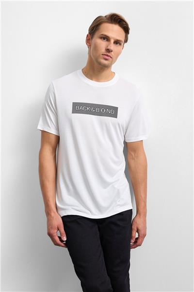 Ekru Regular Fit Bisiklet Yaka Tişört