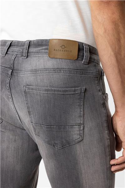 Gri Slim Fit Eskitme 5 Cepli Pamuklu Denim Pantolon