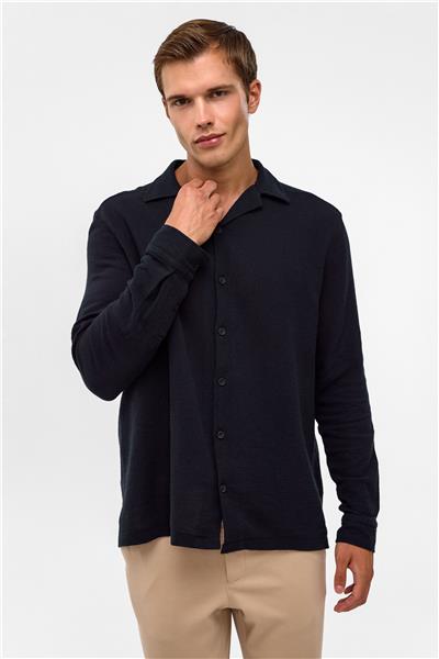 Siyah Relaxed Fit Baskılı %100 Pamuk Gömlek