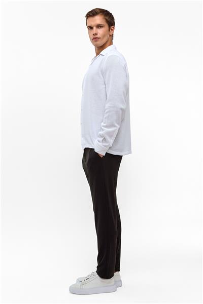 Beyaz Relaxed Fit Baskılı %100 Pamuk Gömlek