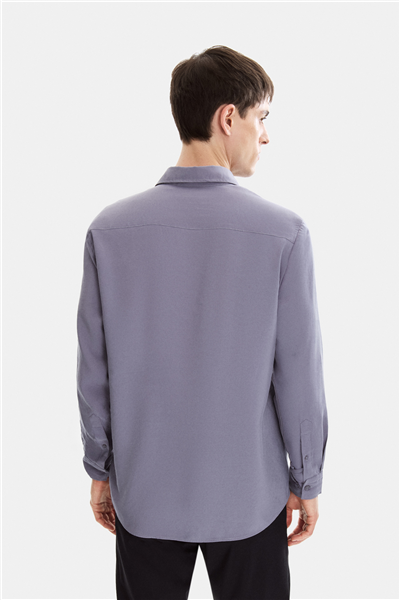 Gri Normal Yaka Comfort Fit Casual Gömlek 