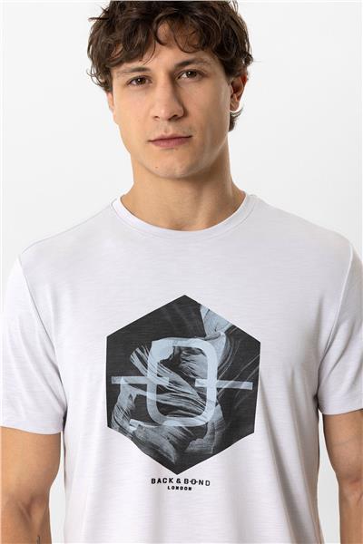 Gri Regular Fit Bisiklet Yaka Baskılı Modal Tişört