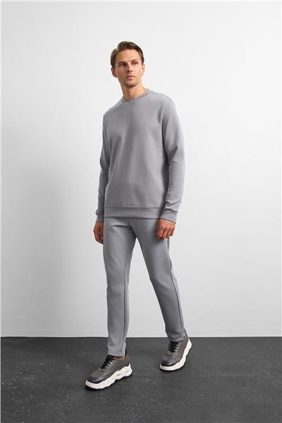 Gri Regular Fit Bisiklet Yaka Sweatshirt
