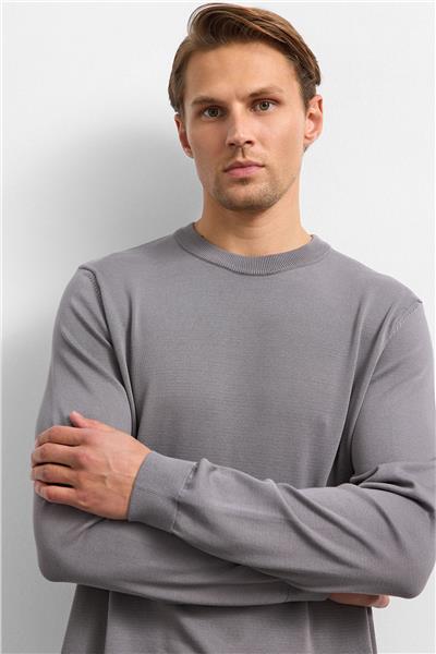 Gri Regular Fit Triko Kazak