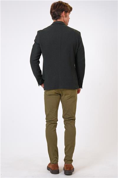Haki Slim Fit Mono Yaka Ceket