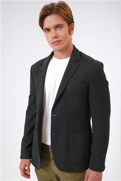 Haki Slim Fit Mono Yaka Ceket