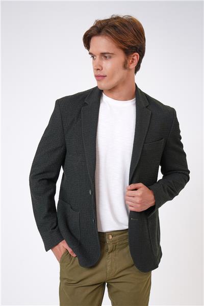 Haki Slim Fit Mono Yaka Ceket