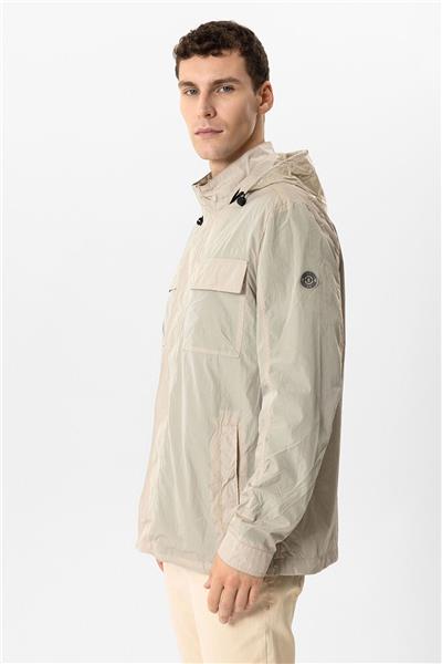 Bej Regular Fit Kapüşonlu Mont