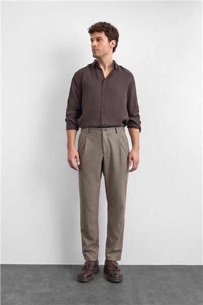 Beli Lastikli Açık Kahve Cepli Jogger Pantolon