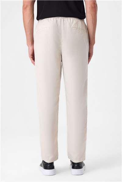 Beli Lastikli Rahat Kalıp Krem Jogger Pantolon