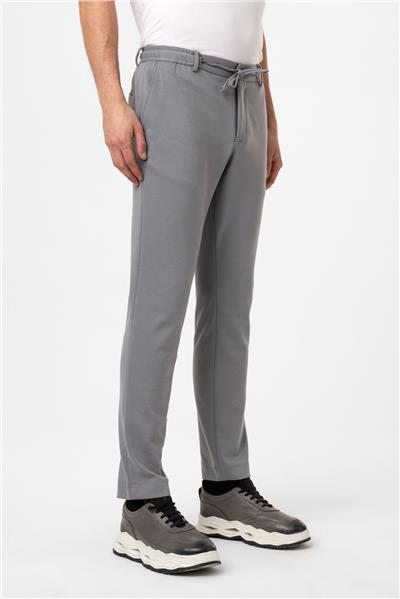 Gri Slim Fit Beli Bağcıklı Jogger Pantolon