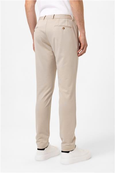 Bej Slim Fit Beli Bağcıklı Jogger Pantolon