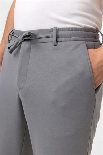 Gri Slim Fit Beli Bağcıklı Jogger Pantolon