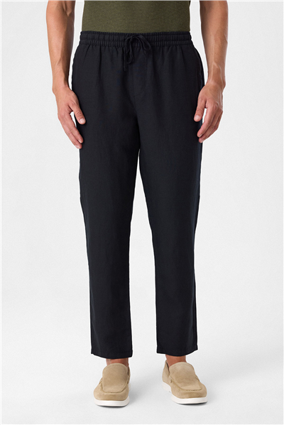 Beli Lastikli Rahat Kalıp Siyah Jogger Pantolon