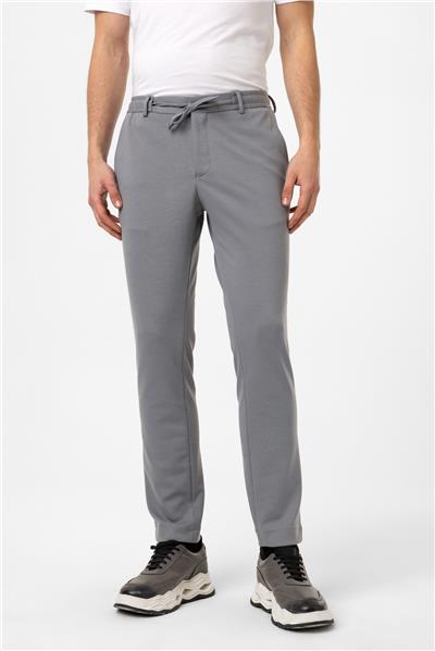 Gri Slim Fit Beli Bağcıklı Jogger Pantolon