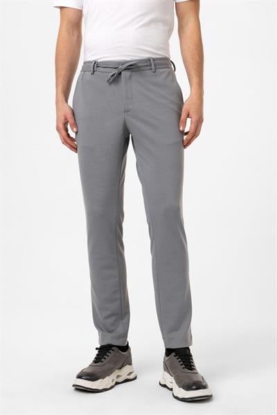 Gri Slim Fit Beli Bağcıklı Jogger Pantolon
