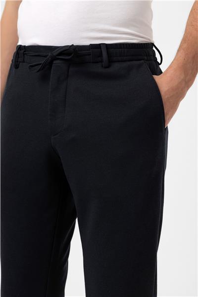 Lacivert Slim Fit Beli Bağcıklı Jogger Pantolon