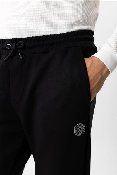 Siyah Regular Fit Beli Bağcıklı Jogger Pantolon
